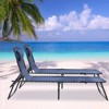Set of 2 Outdoor Patio Chaise Lounge Chair Adjustable Reclining Folding Pool Lounger for Poolside, Deck, Backyard w/Steel Frame, Blue - 3 of 4