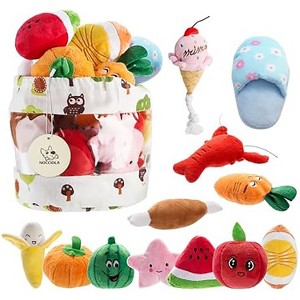 Itopfox Dog Squeaky Toys, Plush Small Dog Toys with Squeakers, 12 pcs Puppy Toys with Carrying Bag for Small Medium Dogs - 1 of 4