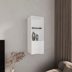 Vynxaria 43.3"H Wall Cabinet with 1 Door and 3 Shelves, White - 1 of 4