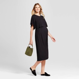 Short Sleeve Nursing Maternity Sheath Dress - Isabel Maternity by Ingrid & Isabel™ Black - 1 of 3