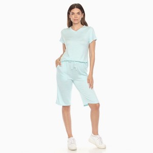 Women's Soft Capri Pajama Lounge Set Turquoise Xlarge -White Mark - 1 of 4