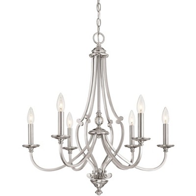 Minka Lavery Brushed Nickel Chandelier 26" Wide French 6-Light Fixture for Dining Room House Foyer Kitchen Entryway Bedroom Home