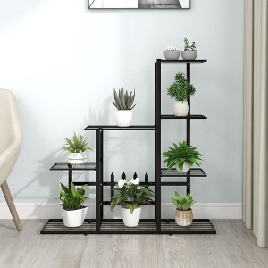 vidaXL White Iron 4-Floor Flower Stand with Wheels, Durable Plant Rack with Strong Frame and Versatile Storage Shelf, 17.3"x9.1"x31.5" - 1 of 4