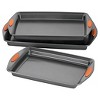 Rachael Ray 3pc Nonstick Cookie Sheet Set With Blue Grips : Target