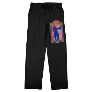 Janis Joplin New Border Print Men's Black Sleep Pajama Pants - 1 of 4