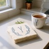 Personalization Mall Farmhouse Floral Personalized Letter Tumbled Stone Coaster Set - 3 of 4