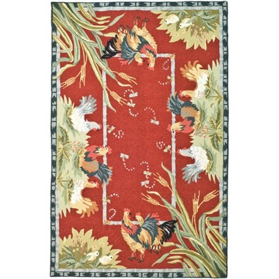 Chelsea Hand-Hooked Red Wool Rooster Area Rug