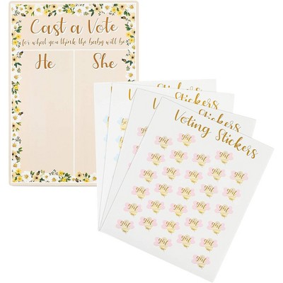 Sparkle and Bash Gender Reveal Party Game, Cast Your Vote Board Stand 120 Boy or Girl Voting Stickers Baby Shower