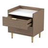 Nightstand With 2 Drawers Marbling Worktop End Table Multifunctional College Dorm End Table Bedside Furniture Wood Bedside Table - 3 of 4