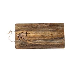 Storied Home Mango Wood Cheese and Cutting Board with Santa Hat Cut-Out, Jute Tie, and Santa Hat Block, Natural - 1 of 4