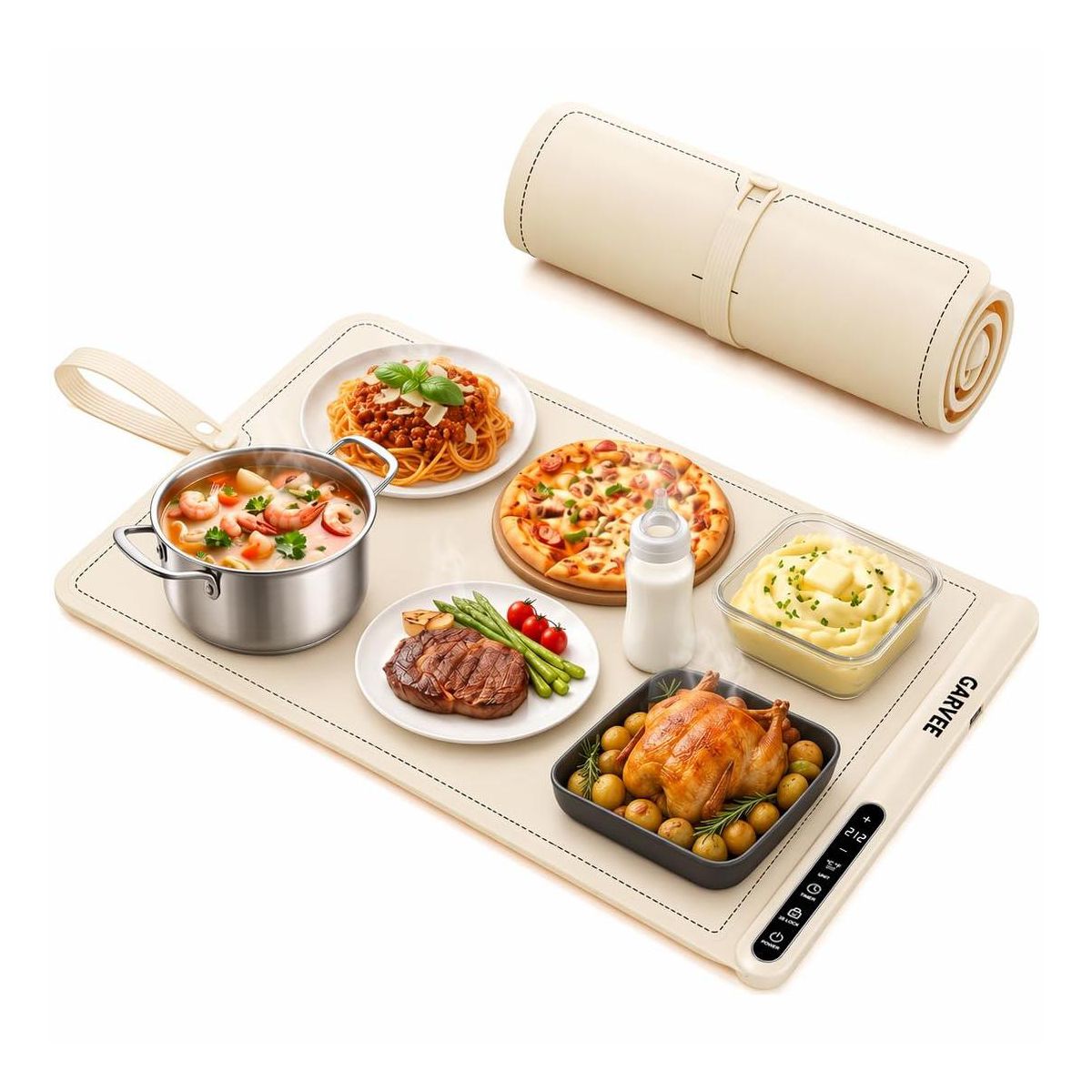25x16 Inch Silicone Electric Food Warming Mat with 8-Temp Control & Auto Shut-Off, 500W Countertop Buffet Warmer for Parties & Home - thumbnail 6