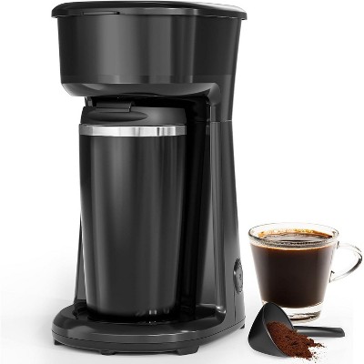 ZAFRO Coffee Maker, Mini Single Serve Coffee Maker Brewer Includes 14Oz, Thermal Travel Mug with Stainless Steel Interior, Reusable Filter, for Home