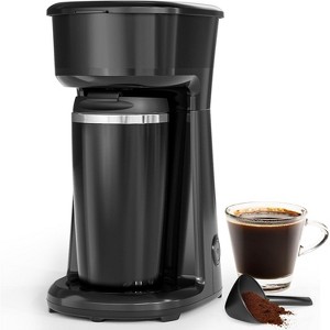 ZAFRO Coffee Maker, Mini Single Serve Coffee Maker Brewer Includes 14Oz, Thermal Travel Mug with Stainless Steel Interior, Reusable Filter, for Home - 1 of 4