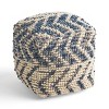 Christopher Knight Home Freesia Boho Wool and Cotton Large Ottoman Pouf White/Blue: Chevron Pattern, Spot Clean, No Assembly Required - 3 of 4