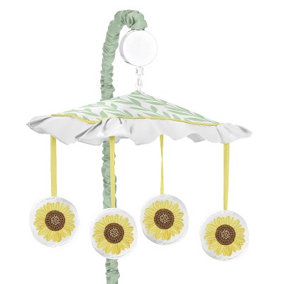 Sweet Jojo Designs Girl Musical Crib Mobile Sunflower Yellow Green and White