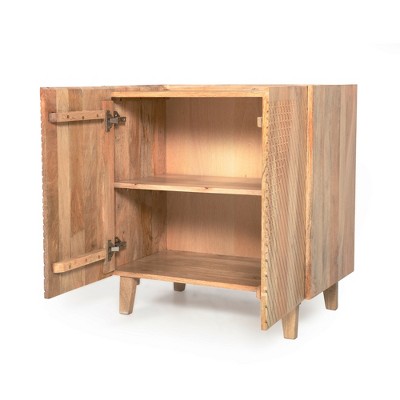 Infurnic Decorative Storage Cabinets Vintage Wooden Accent Cabinet with Fluted Design Perfect for Living Rooms and Entryways, Beige, 28"*16"*28"