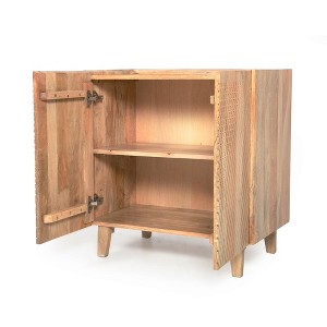 Infurnic Decorative Storage Cabinets Vintage Wooden Accent Cabinet with Fluted Design Perfect for Living Rooms and Entryways, Beige, 28"*16"*28" - 1 of 4