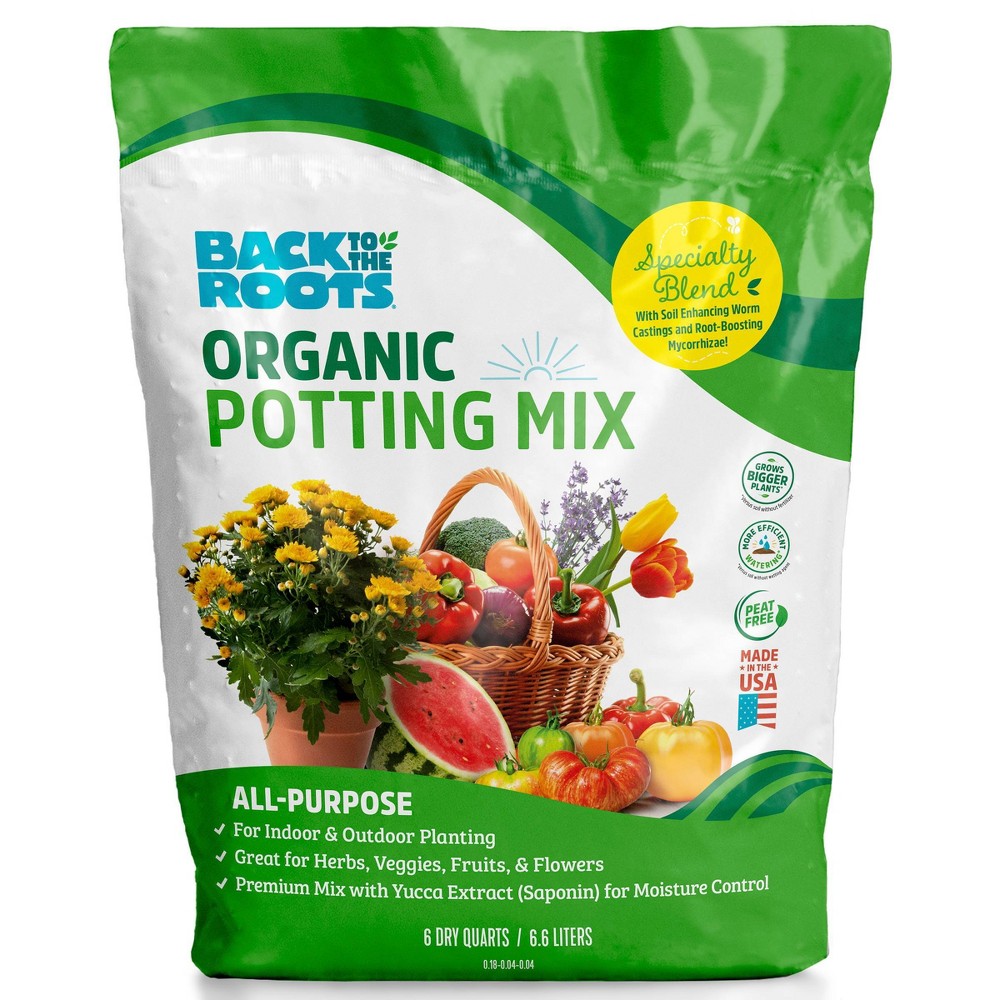 Photos - Garden & Outdoor Decoration Back to the Roots 6qt Organic Potting Mix All Purpose: OMRI Certified, for