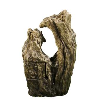 11" Tree Trunk Tabletop Water Fountain with  LED Light Brown - Hi-Line Gift