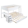 NicBex Full over Full Bunk Bed with Desk Wooden Bed Frame with Trundle, Drawers, Ladder and Full Length Guardrail, No Box Spring Required - 3 of 4