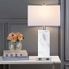 Aortzio Set of 2 Square Table Lamps,Bedside Lamp with 2USB & 1AC Outlet,3-Way Dimmable - 3 of 4