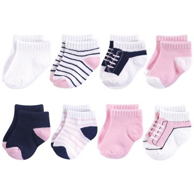 Image of Yoga Sprout Baby Girl Socks, Light Pink Navy, 6-12 Months