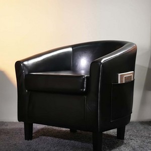 GustoWave Faux Leather Barrel Accent Chairs with Soft Seat, Upholstered Club Armchairs for Living Room Bedroom - 1 of 2
