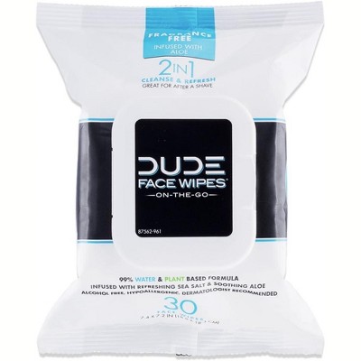 Dude Wipes On-The-Go Fragrance Free Cleanse and Refresh Wipes - 30 ct