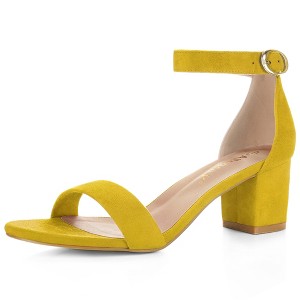 Allegra K Women's Open Toe Block Heel Adjustable Buckled Ankle Strap Sandals - 1 of 4