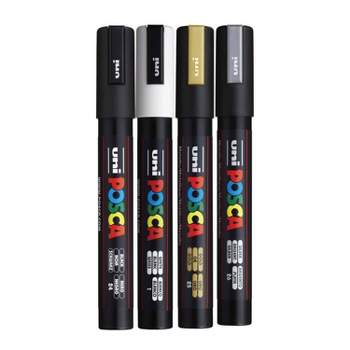 uniball POSCA PC-5M Water Based Paint Markers in Metallic Colors - Medium Tip (1.8-2.5mm) - 4 Pack