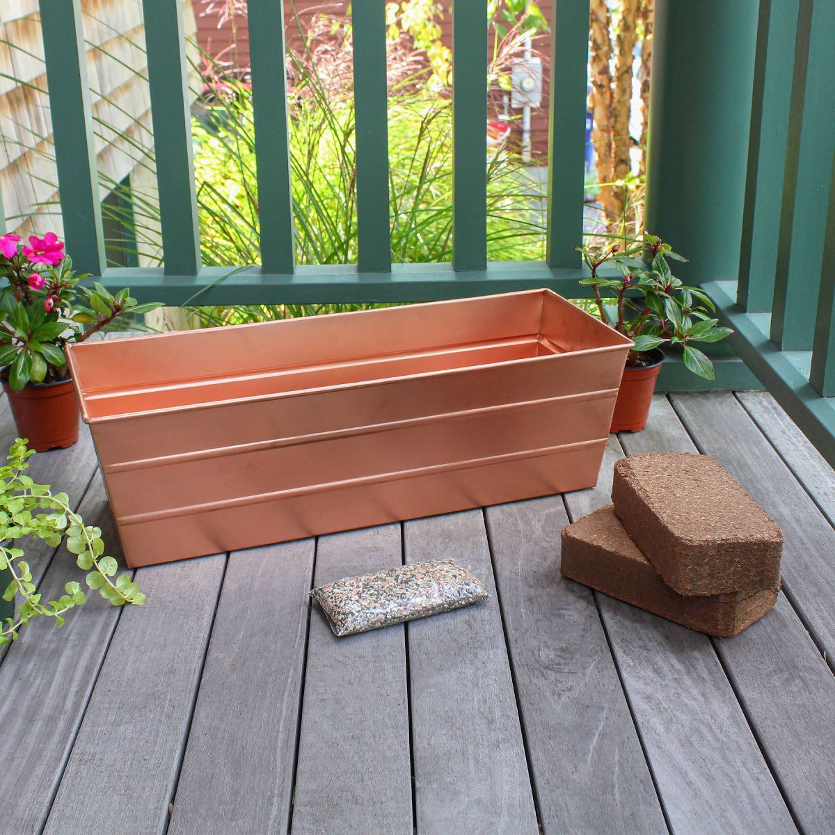 ACHLA Designs Medium Rectangular Galvanized Steel Outdoor Planter Box 24"x9.5" - thumbnail 2