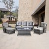 6 Piece Rattan Wicker Patio Conversation Set with Swivel Chairs, Patio Furniture Set with Patio Couch Swivel Chair Coffee Table Ottoman - 2 of 4