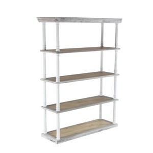 Farmhouse Wood Tall Shelving Unit Brown - Olivia & May: 5-Tier, MDF, Indoor Use - 1 of 4