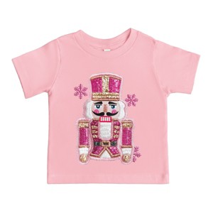 Pink Snowflake Nutcracker Patchwork Print - Youth Short Sleeve Graphic T-Shirt and Toddler Short Sleeve Graphic T-Shirt - 1 of 4