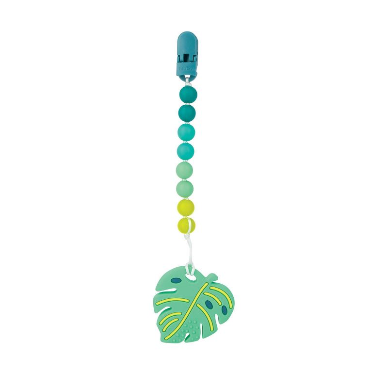 Nuby Silicone Teether with Silicone Bead Pacifinder - Tropical Leaf, 3 of 9