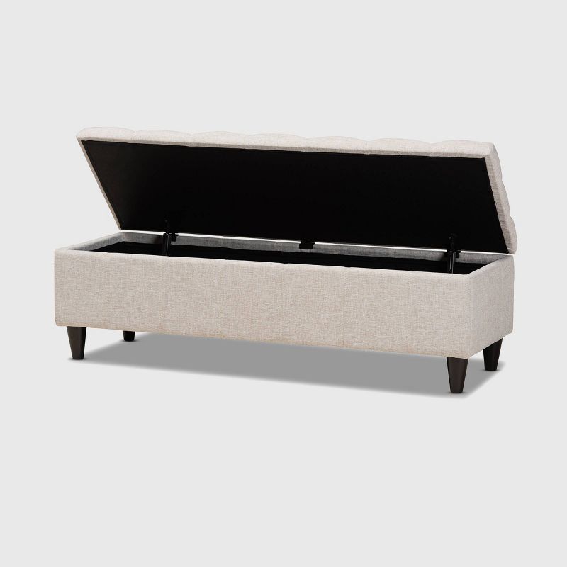 Brette Fabric Upholstered Finished Wood Storage Bench Ottoman Cream - Baxton Studio, 3 of 12