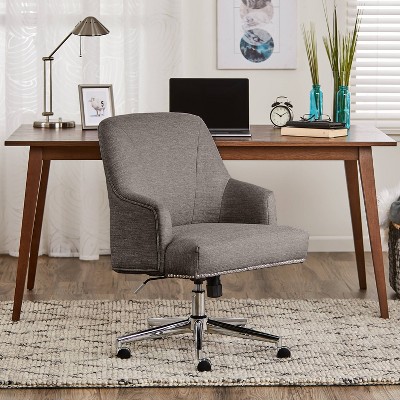 Leighton Medium Gray Fabric Swivel Home Office Chair with Memory Foam