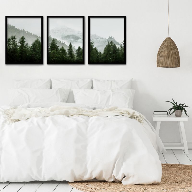 Americanflat Botanical Landscape (Set Of 3) Triptych Wall Art Green Mountain Mural By Tanya Shumkina - Set Of 3 Framed Prints, 3 of 6