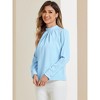 Allegra K Women's Business Casual Stand Collar Chiffon Long Sleeve Blouse - 4 of 4