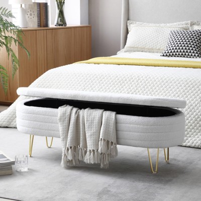 Bedroom Storage Bench Bed Ottoman Bench with Storage Space Home Sofa Bench with Support Legs End of Bed Bench Ottoman Storage Bench for Living Room
