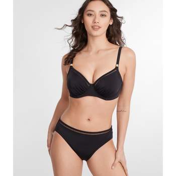 Elomi Women's Plus Size Pebble Cove Ruffle Underwire Bikini Top - Es801106  42dd Black : Target