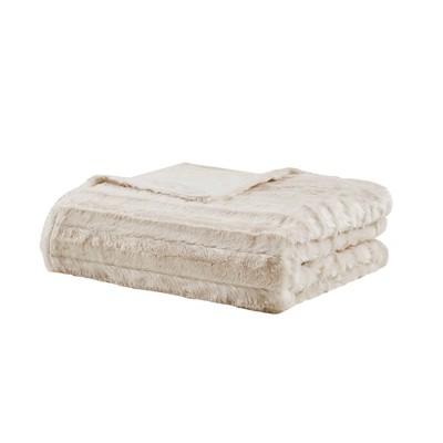 60" x 70" York Faux Fur 18lb Weighted Throw Blanket with Removable Cover Ivory