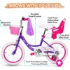 hykolity 14 inch Girls Bike Princess Bicycle for Age 3-5 Years Old Rider Height 36-47 inch includes Training Wheel Basket Doll Seat Violet Purple - 2 of 4