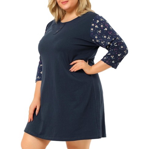 lotteri genopretning Galaxy Agnes Orinda Women's Plus Size Cute Floral 3/4 Sleeve Floral Print  Nightgowns Navy 3x : Target