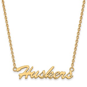 Black Bow Jewelry 14k Yellow Gold Plated Sterling Silver Nebraska Cornhuskers NCAA Necklace 18 Inch - 1 of 4