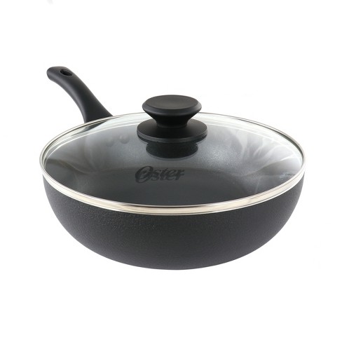 Oster Bressler 13.5 in. Nonstick Carbon Steel Wok in Black with