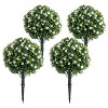 23in Artificial Topiary Flower with Ground Spike-Artificial Topiary Ball Trees with Rose Flowers- PE Fake Plants with Metal Stakes for Indoor and Out - 3 of 4