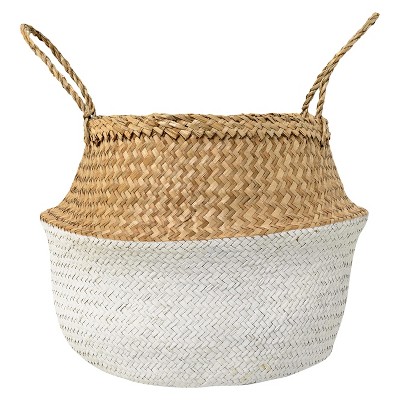 Seagrass Basket with Handles 17" x 20" Natural & White - 3R Studios