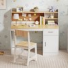 Safstar Kids Study Desk and Chair Set Wooden Children Writing Table w/ Shelves & Drawer - 3 of 4