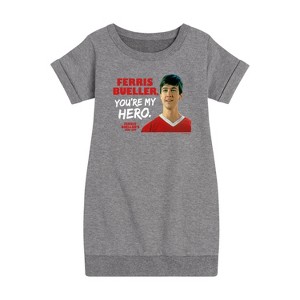 - Ferris Bueller's Day Off - Ferris My Hero Graphic Short Sleeve Fleece Dress - 1 of 4